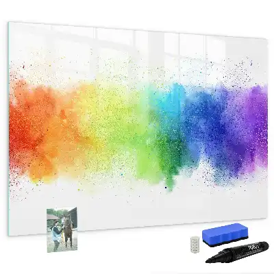Beschrijfbaar glazen magneetbord met abstract regenboogontwerp