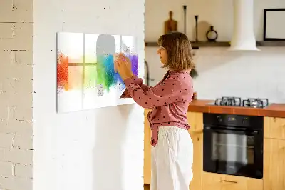 Beschrijfbaar glazen magneetbord met abstract regenboogontwerp