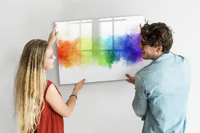 Beschrijfbaar glazen magneetbord met abstract regenboogontwerp