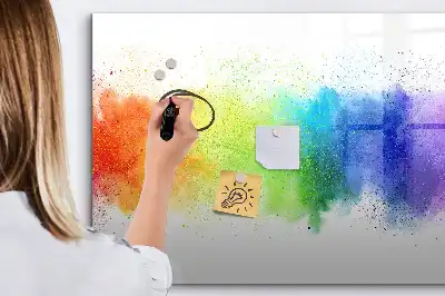Beschrijfbaar glazen magneetbord met abstract regenboogontwerp