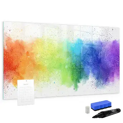 Beschrijfbaar glazen magneetbord met abstract regenboogontwerp