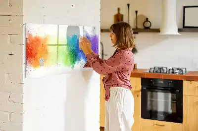 Beschrijfbaar glazen magneetbord met abstract regenboogontwerp