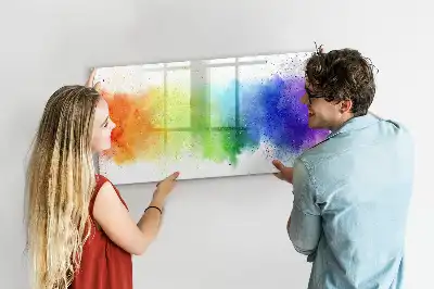 Beschrijfbaar glazen magneetbord met abstract regenboogontwerp