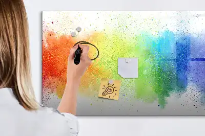 Beschrijfbaar glazen magneetbord met abstract regenboogontwerp