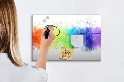 Beschrijfbaar glazen magneetbord met abstract regenboogontwerp