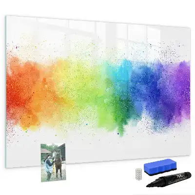 Beschrijfbaar glazen magneetbord met abstract regenboogontwerp