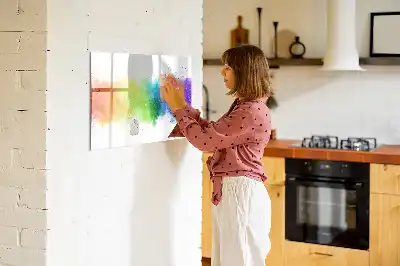Beschrijfbaar glazen magneetbord met abstract regenboogontwerp