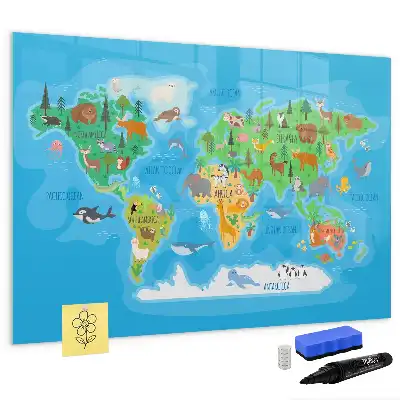 Beschrijfbaar glazen magneetbord met cartoon kaart design