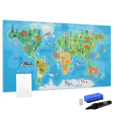 Beschrijfbaar glazen magneetbord met cartoon kaart design