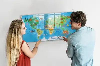 Beschrijfbaar glazen magneetbord met cartoon kaart design