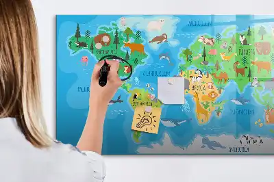 Beschrijfbaar glazen magneetbord met cartoon kaart design