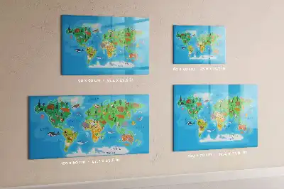 Beschrijfbaar glazen magneetbord met cartoon kaart design