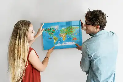 Beschrijfbaar glazen magneetbord met cartoon kaart design