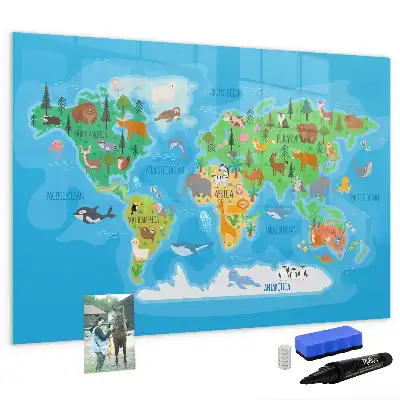 Beschrijfbaar glazen magneetbord met cartoon kaart design