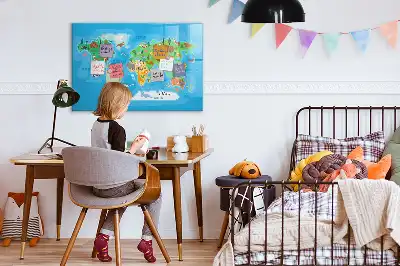 Beschrijfbaar glazen magneetbord met cartoon kaart design
