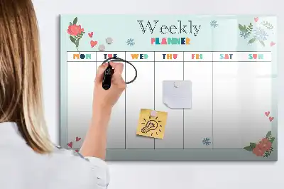 Magnetisch glazen weekplanner voor notities en foto's