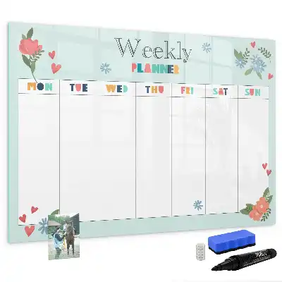 Magnetisch glazen weekplanner voor notities en foto's
