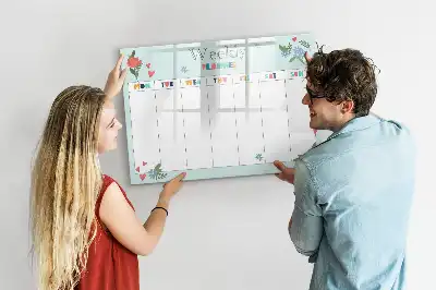Magnetisch glazen weekplanner voor notities en foto's