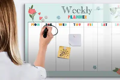 Magnetisch glazen weekplanner voor notities en foto's