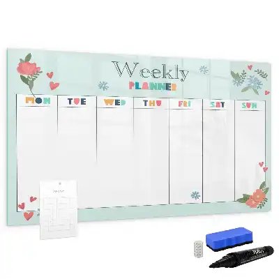 Magnetisch glazen weekplanner voor notities en foto's