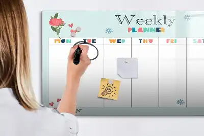 Magnetisch glazen weekplanner voor notities en foto's