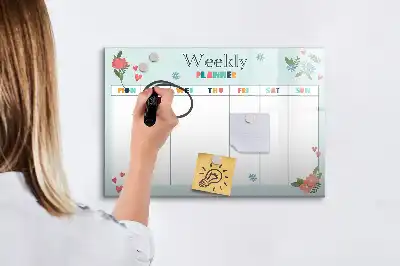 Magnetisch glazen weekplanner voor notities en foto's
