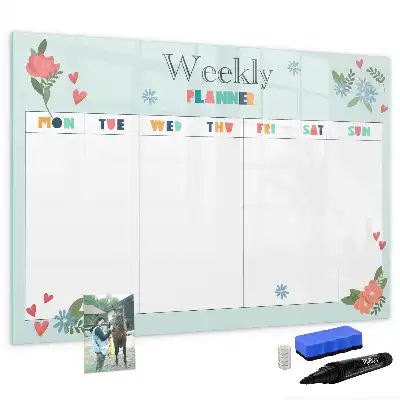Magnetisch glazen weekplanner voor notities en foto's