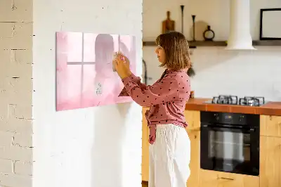 Beschrijfbaar glazen magneetbord met abstract design Veer