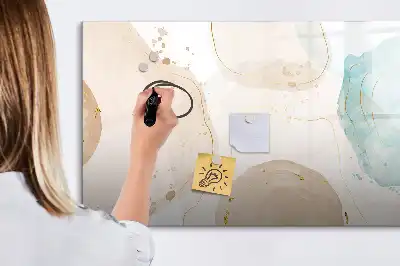 Magnetisch glazen schrijfbord voor notities en foto's met aquarelspetters