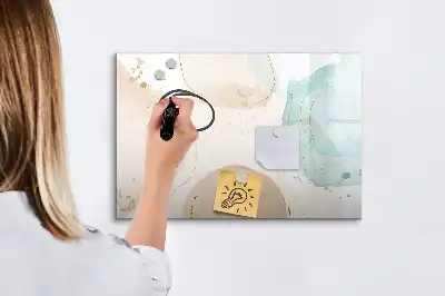 Magnetisch glazen schrijfbord voor notities en foto's met aquarelspetters
