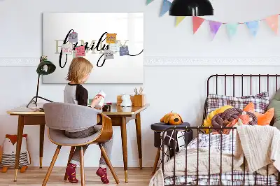 Beschrijfbaar glazen magneetbord met familie ontwerp