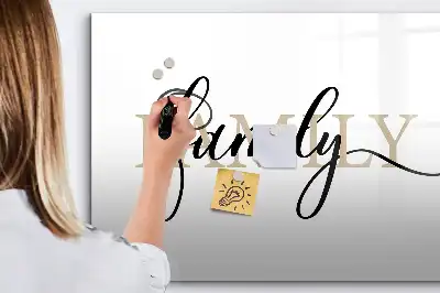 Beschrijfbaar glazen magneetbord met familie ontwerp