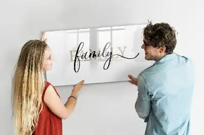 Beschrijfbaar glazen magneetbord met familie ontwerp
