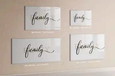 Beschrijfbaar glazen magneetbord met familie ontwerp