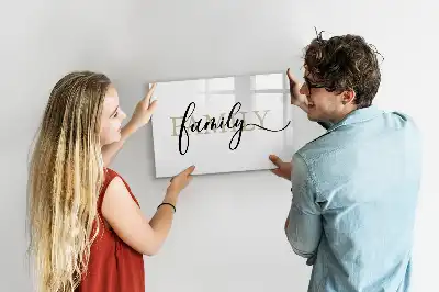 Beschrijfbaar glazen magneetbord met familie ontwerp