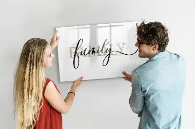 Beschrijfbaar glazen magneetbord met familie ontwerp