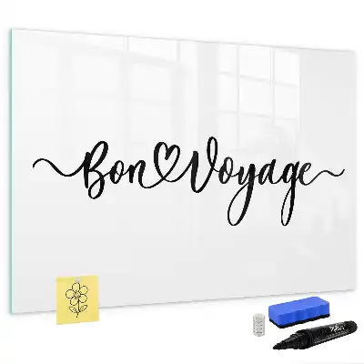 Magnetisch glazen schrijfbord met tekst Fijne reis