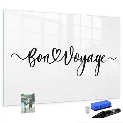 Magnetisch glazen schrijfbord met tekst Fijne reis