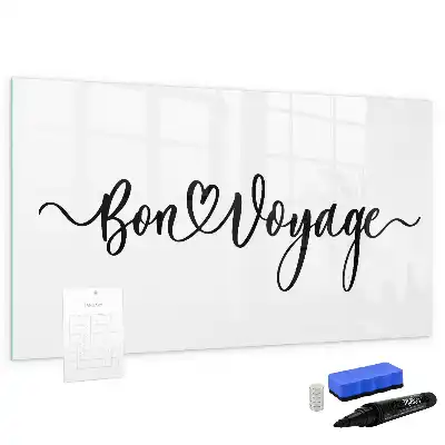 Magnetisch glazen schrijfbord met tekst Fijne reis