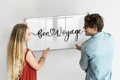 Magnetisch glazen schrijfbord met tekst Fijne reis
