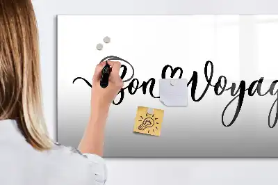 Magnetisch glazen schrijfbord met tekst Fijne reis