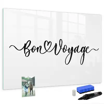 Magnetisch glazen schrijfbord met tekst Fijne reis