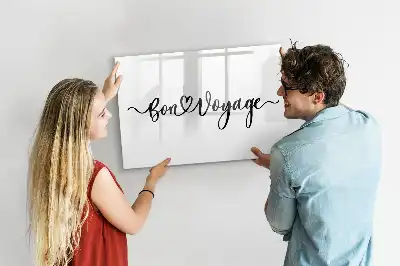 Magnetisch glazen schrijfbord met tekst Fijne reis