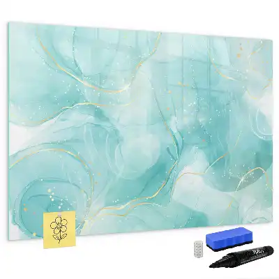 Beschrijfbaar glazen magneetbord met abstract marmerdesign