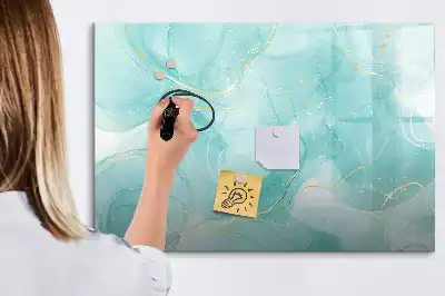 Beschrijfbaar glazen magneetbord met abstract marmerdesign