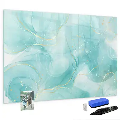 Beschrijfbaar glazen magneetbord met abstract marmerdesign