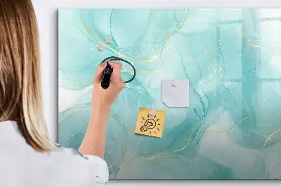 Beschrijfbaar glazen magneetbord met abstract marmerdesign