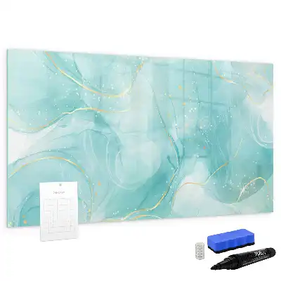 Beschrijfbaar glazen magneetbord met abstract marmerdesign