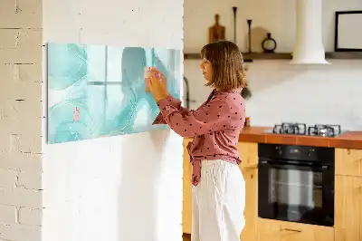 Beschrijfbaar glazen magneetbord met abstract marmerdesign