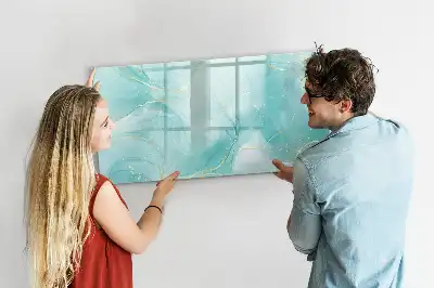 Beschrijfbaar glazen magneetbord met abstract marmerdesign